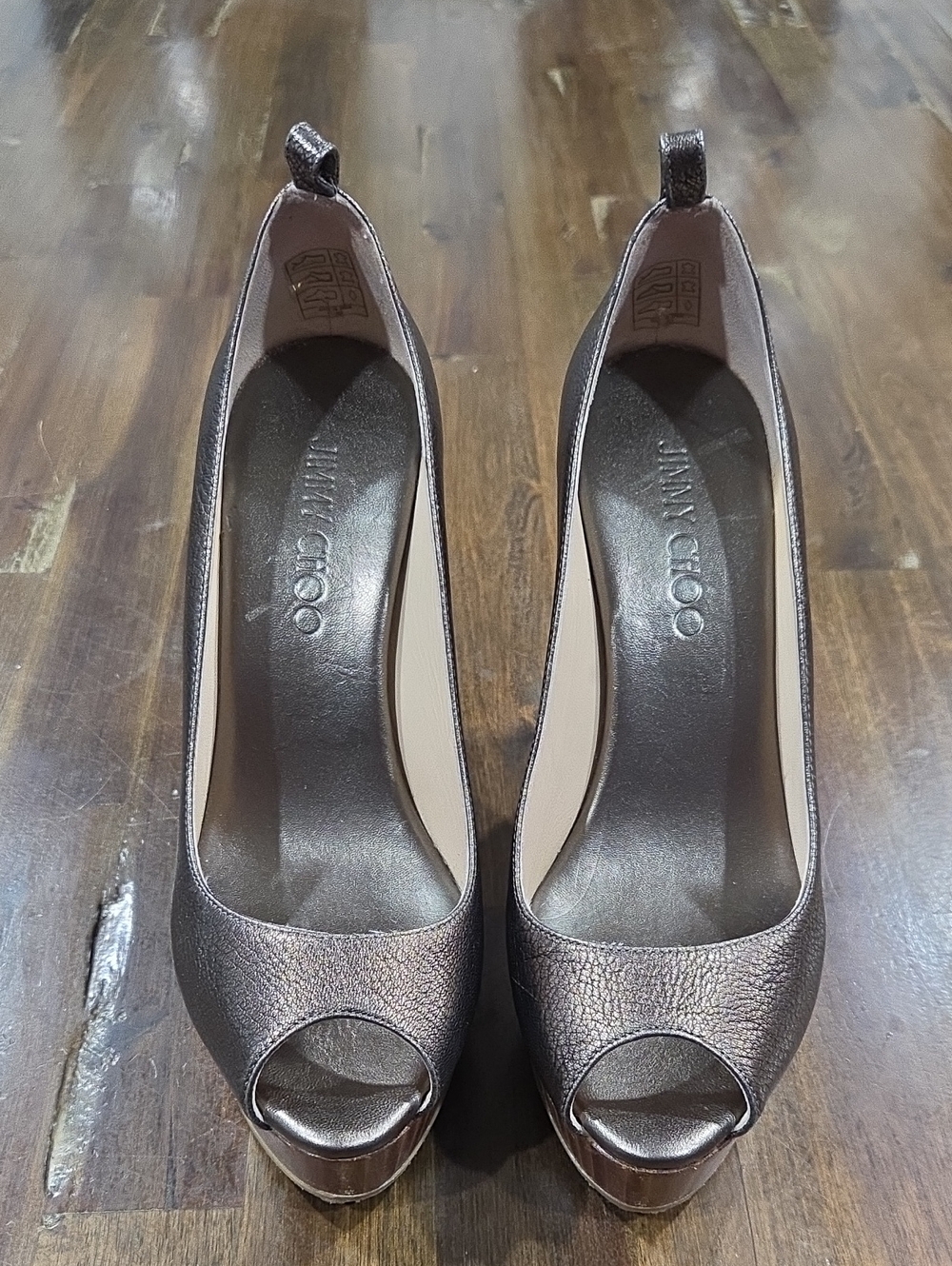 Jimmy Choo Pacific 120 Peep-Toe Platform Wedge Heels